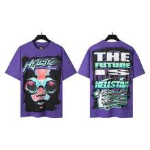HellST Vintage Streetwear T-Shirt, 100 Percent Cotton Casual Loose Top, Unisex Couple Matching Tee - A768紫色 - 查看 12