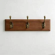 壁挂式衣帽架，带木质玄关挂钩，无需钻孔，可作钥匙架，适用于走廊、卧室、浴室、客厅，现代家居收纳方案 - 棕色 - 查看 7