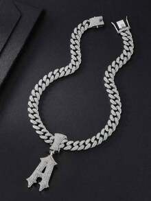 1 Pcs Funky Letter Pendant Necklace Set, Link Chain Hip Hop Jewelry, Perfect Gift For Women And Boys Women Girls Light Luxury High-End Dainty Delicate Pendant Necklace & Light Luxury Choker, Niche Design & Minimalist High-End Style, Sweet Girlish & Gentle Temperament, Shiny Eye-Catching & Texture-Rich, Slim & Versatile & Slimming, Delicate & Exquisite & Thin, Suitable For Daily Commute, Dating Outfits, Dinner Party, Workplace Business, Girlfriends Gathering, Wedding Bridesmaid, Vacation Photography, Street Shooting Styling, Holiday Gift Giving, Light Luxury Street Outings, Annual Party Gala, Casual Daily Wear, Engagement & Spring Summer Outfits, Skin Friendly & Soft Breathable - Bạc - Xem 2