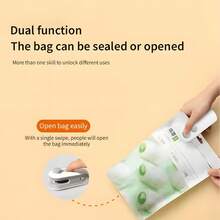 SOKANY Mini Snack Bag Sealer, Cut+Seal Combination, USB Rechargeable, Magnetic Base, Dual Function Sealing/Opening, Suitable For Home And Vacuum Sealer - White - View 6