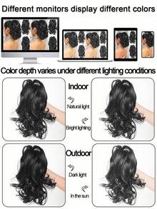 Elegant Claw Clip Ponytail - Short Curly Wavy Look, Synthetic Hair Extensions For Daily Chic, Easy-To Attach Hair Accessory For AlI Occasions - Black - View 7
