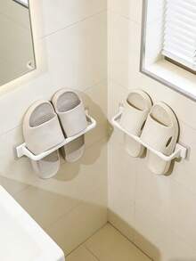 1 pieza Toallero de baño, estante organizador montado en la pared sin taladro, estante de almacenamiento de baño, estante para zapatos sobre la puerta, adecuado para el baño - Multicolor - Ver 8
