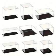 1pc Transparent Black Acrylic Display Box With Matte Base, (Remove Protective Film Before Installation) Dust-Proof, Stain-Resistant, Perfect For Collecting Models, Building Blocks, Various Souvenirs And Small Figurines - Ideal For Holiday Gifts - Transparent Black Background - View 1