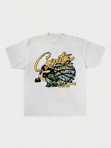 2026-Casual And Versatile Short-Sleeved Shirt With Simple And Fashionable Print For Men, Spring/Summer Solid Color Oversized Summer Outfit - White - View 5