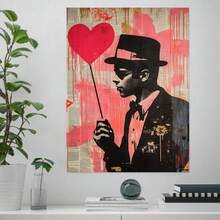 1pc Sr. Bubz Arte de lienzo de pared de estilo retro, 11.8x15.7 pulgadas con marco de madera - Diseño de personaje de estilo cartel de Vibrantimstart para decoración de salón, dormitorio, oficina, obra de arte de oficinaImpresión de lienzo vibranteClásico atractivo arte, decoración de pared - Lienzo envuelto - Enmarcado - Ver 2