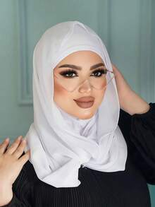 1 Stück Damen Einfarbiger minimalistischer vielseitiger Instant-Hijab, Pullover-Stil Hijab für schnelles und einfaches Tragen, einfarbig minimalistisch, lässig, elegant, klassisch, vielseitig, mit eingebauter Chiffon-Schal-Fütterung, weicher Chiffon-Stoff, atmungsaktives Material, geeignet für den täglichen Gebrauch, Strand, Urlaub, Reiseessentiell, Urlaub - Verschiedenfarbig - Übersicht 13