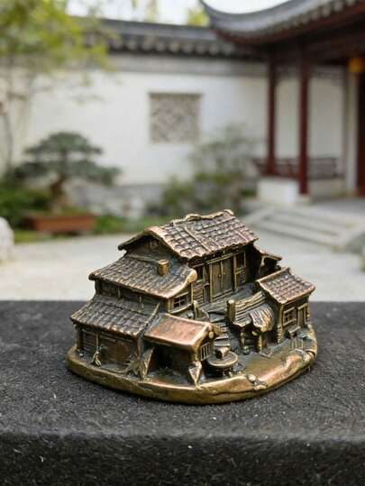1 mô hình nhà cổ bằng đồng, vật trang trí tiểu cảnh để bàn sáng tạo, thích hợp cho sân vườn, phòng khách, chậu hoa, trang trí tiểu cảnh bể cá, phụ kiện cảnh quan bonsai - rêu, vật trang trí tiểu cảnh bể cá.