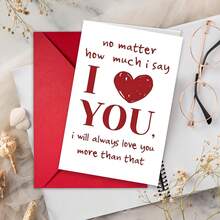 1 pièce Carte de vœux créative en forme de cœur rouge "I Love You" avec enveloppe rouge, carte d'amour douce convenant pour la Saint-Valentin, l'anniversaire, le mariage, l'anniversaire, cadeau romantique pour lui/elle - Multicolore - Voir 2