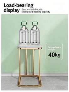 1pc Luxury Double-Layer C-Shaped Side Table, Faux Marble Texture, Living Room Sofa Side Table, Bedroom Nightstand - Gold - View 6