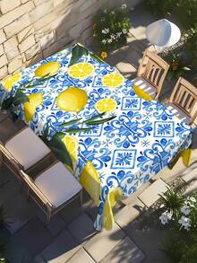 1pc Lemon Print Tablecloth, Suitable For Spring And Summer, Waterproof And Washable, Ideal For Picnics, Kitchen, Dining Table Parties - A - View 12
