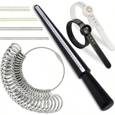 Sizing Measurement Tool Kit: Axis Measurement Gauge With 27 Steel Measurement Rings US 0-13, 2 Finger Sizer US 1-17, 4 Finger Measurement Adjuster For Men And Women