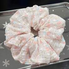 1pc Cute Floral Polyester Hair Scrunchie, Fresh Floral Design, Suitable For All Seasons,Festival,Party - Multicolor - View 1