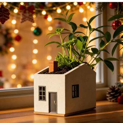 Creative House Shaped Flower Pot, Cute Mini House Succulent Planter, Modern Home Office Desktop Decor