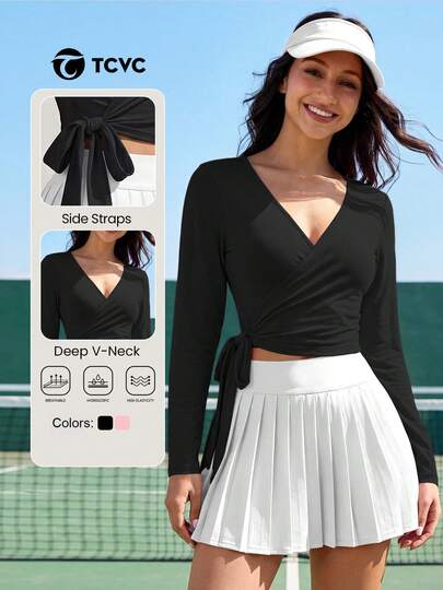  TCVC Spring/Summer New Arrival Women's Fitness Wear, Slim-Fit Stylish Tie-Up Breathable Workout Top, Pilates Training Jacket, Long Sleeve