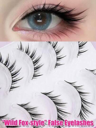 Asiteo 5对装 漫画猫眼狐狸眼仿貂毛假睫毛 性感美睫 延长睫毛 化妆，自然柔软动漫睫毛 透明睫毛柄 打造自然妆容 新手友好 日常使用，整条假睫毛，睫毛延长，假睫毛，睫毛，睫毛，假睫毛，适合化妆，赠送整条假睫毛，送给女性、女孩的礼物，派对用品，婚礼礼物，适合女性日常化妆和工作，旅行，音乐节，返校，夏季