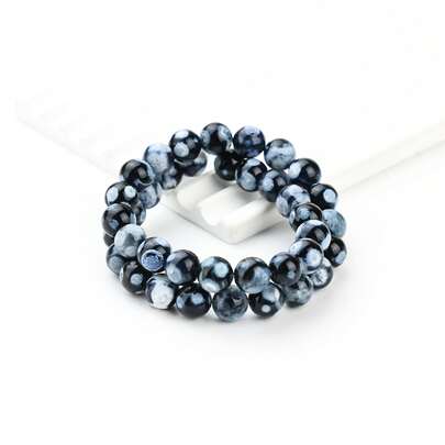 Hạt đá mã não lửa màu xanh nhạt tự nhiên hình tròn 4/6/8/10mm - Đá quý rời màu xanh Bohemian để tự làm trang sức, hạt tự nhiên phù hợp cho vòng tay, dây chuyền, bông tai, đồ thủ công mỹ nghệ - Dành cho cả nam và nữ