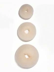 3 piezas Moldeador de moño de rosquilla para niñas, herramientas de peinado, moldeador de moño, fabricante de moño para recogidos y chignons - Blanco - Ver 4