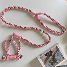 1pc Durable Handmade Woven Leash, Colorful Dog Training Lead, Suitable For Medium To Large Pets Outdoor Camping Daily Walking, Handwoven Dual-Color Pet Leash & Collar Set, Breathable Integrated Walking Rope - Multicolor - View 16