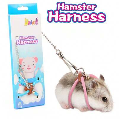 Dây dắt chuột hamster, dây dắt chống cắn cho chuột hamster đi dạo ngoài trời, thiết kế chống cắn bằng kim loại, bền chắc, thiết kế hình số 8 có thể điều chỉnh theo kích thước chuột hamster, có chuông nhỏ, có 2 màu để lựa chọn.