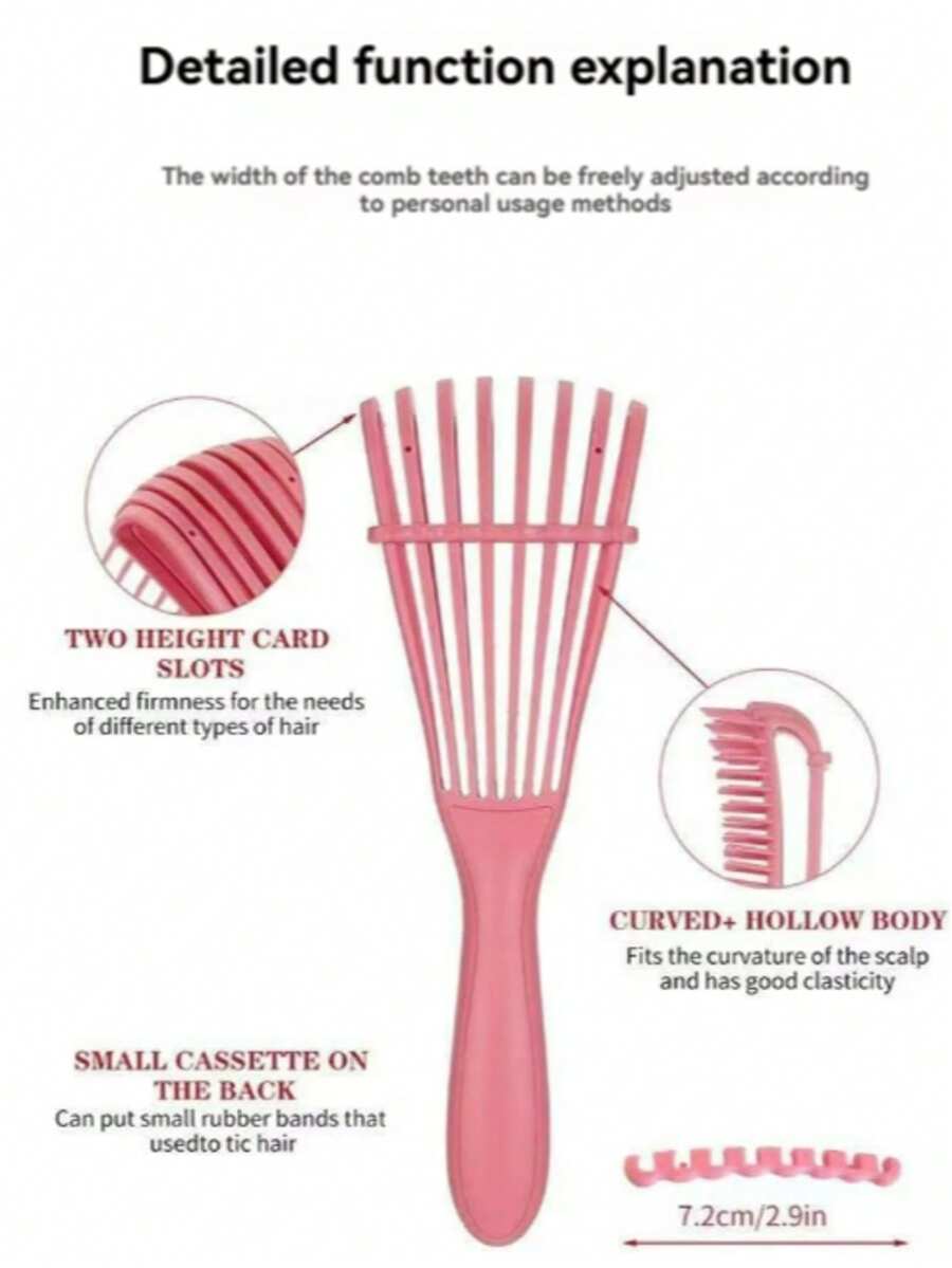 8-Prong Integrated Hair Straightening & Massage Comb, Soft Material Detangling Wide-Tooth Styling Brush - A - View 1