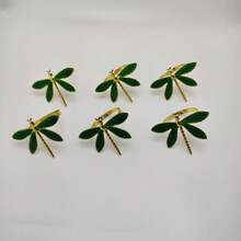 6pcs/12pcs Green Dragonfly Napkin Rings, Animal Series Napkin Rings, Dining Table Decor Napkin Holders - Multicolor - View 9