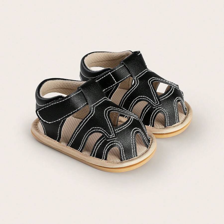 3-6 Months Infant Soft Bottom Breathable Prewalker Shoes, Unisex - Black - View 1