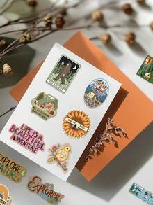 50PCS Funny Natural Laws Stickers Retro Green Aesthetic Stickers For Water Bottles Scrapbooking Stickers Waterproof Vinyl Stickers - Multicolor - View 8