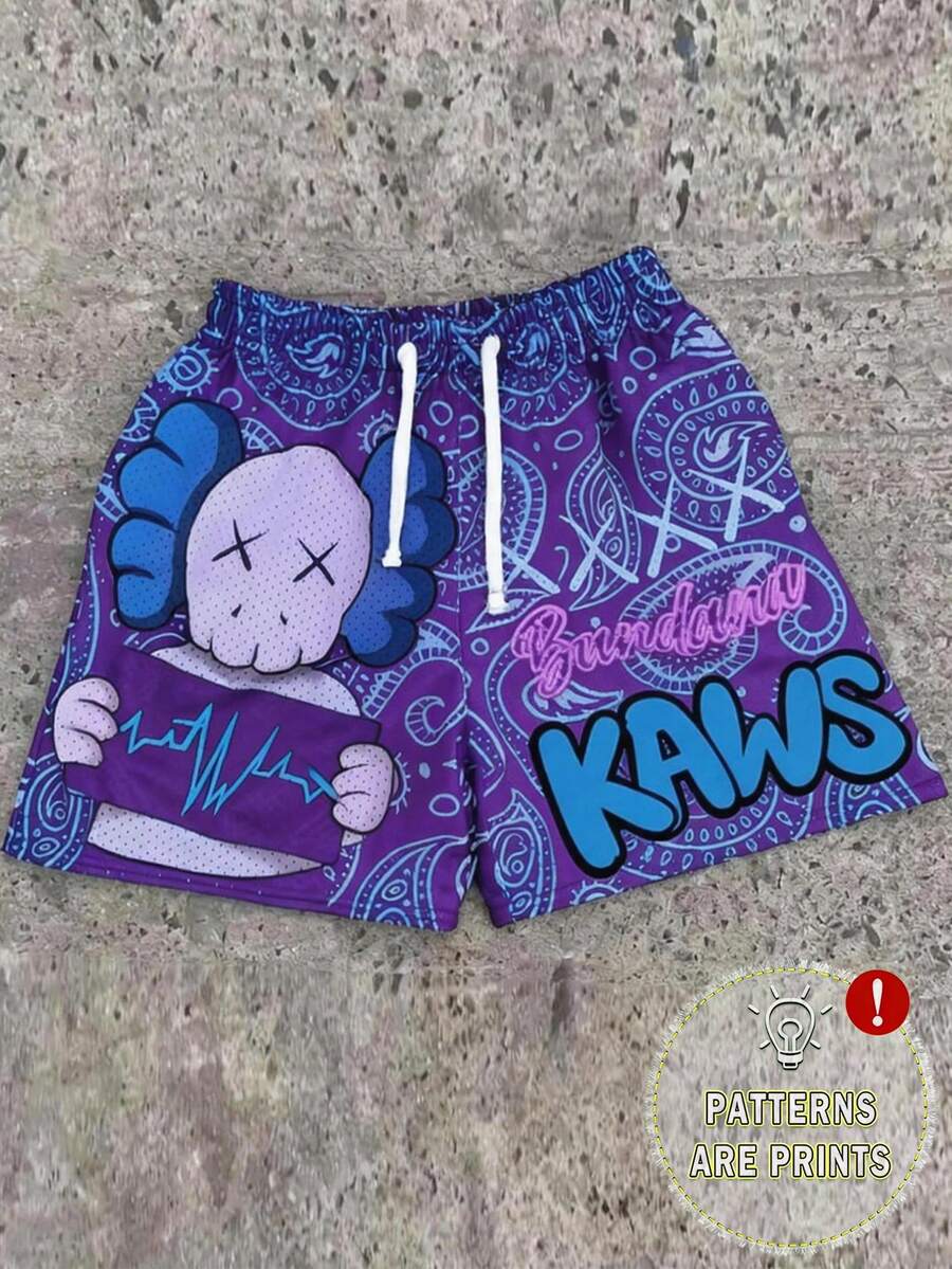Men's Statement Print Shorts Fashion Designer Patterned Casual Daily Wear Shorts - Màu tím - Xem 1