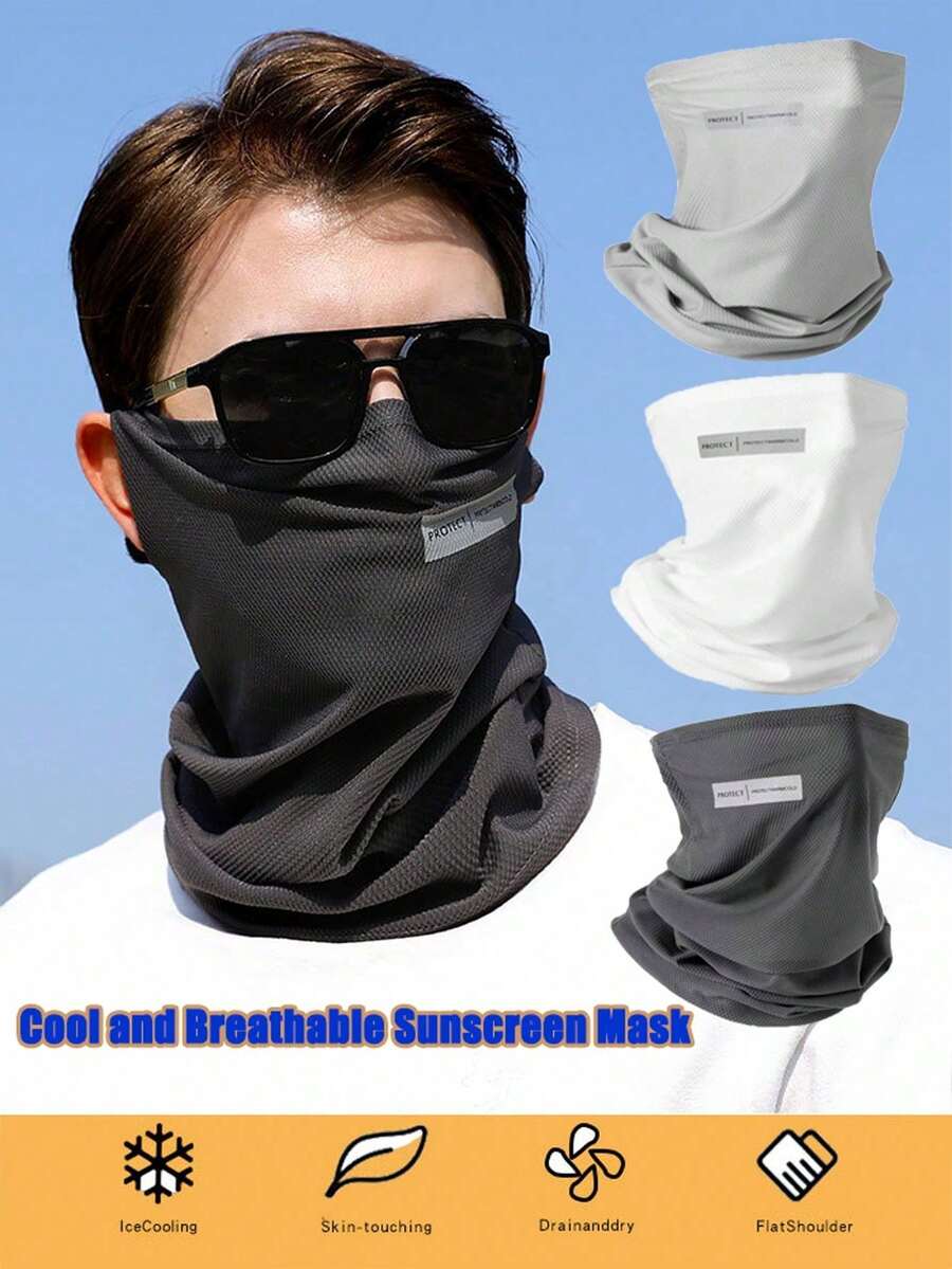 Unisex Sun Protection Face Mask, Suitable For Riding Electric Vehicles, Going Out, Beach, Face & Neck Coverage, Spring/Summer