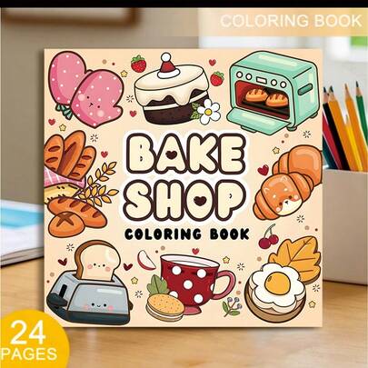 1 Libro de 24 páginas (papel grueso de 120 g/m²) Edición de lujo mejorada Libro de colorear de aroma de hornear, adecuado para relajación de adultos, reuniones familiares y decoración festiva (Pascua, Acción de Gracias, Navidad, Año Nuevo, Día de San Valentín), Mini libro de colorear monocromo para adultos, entretenimiento creativo, diseños lindos, ilustraciones artísticas, papel suave de alta calidad, mini cuaderno de bocetos, patrones dibujados a mano