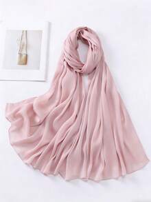 Lenço minimalista de cor sólida, elegante e versátil, ideal para o dia a dia, praia, férias e viagens. Essencial para qualquer ocasião. - Rosa Empoeirado - Ver 5