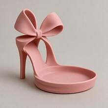 2/1pcs High Heel Shoe And Jewelry Rack | Elegant Bow-Shaped Ring Holder And Display Tray, Pink Desktop Storage Box, Shoe Display Rack, Jewelry Storage, Decorative Tray, Elegant Design, Plastic Material - Multicolor - View 5