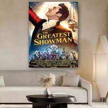 Enmarcado Lienzo plano 2D, 1 unidad de impresión artística en lienzo plano 2D , póster de la película 'El gran showman' con Hugh Jackman como PT Barnum - Decoración artística para cine en casa u oficina - un regalo para los fanáticos del teatro musical, decoración para fiestas de películas - Enmarcado - Ver 1