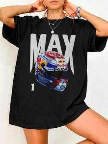 Unisex T-Shirt, M-Max V-Verstappen Reds Bulls T-Shirt, Retro F1 Racing T-Shirt, Vintage Top For Motorsport Fans, Formulass 1 Gift, 100% Cotton, Crew Neck, Short Sleeves, Classic Style, Concert T-Shirt, Comfortable And Casual, Suitable For All Seasons, Party T-Shirt, Couple T-Shirt, Perfect Gift, No. 001 - màu đen - Xem 1