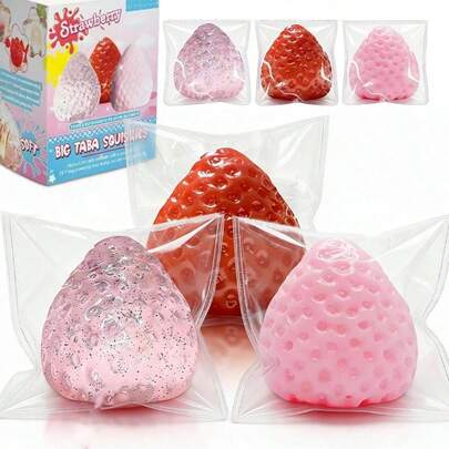 1 pieza Juguete Apretable de Fresa Tabasco, Juguete de Fresa Apretable Lindo, Encantador Juguete Antiestrés Pegajoso, Gadget de Relajación Transparente, Decoración de Escritorio Perfecta, Regalo de Relajación, Diseño Interesante, Plástico Duradero