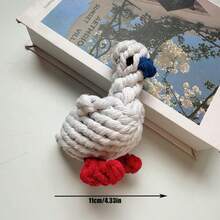 鸭子造型棉绳狗狗磨牙玩具，耐用洁牙宠物玩具，互动式幼犬磨牙玩具 - 白色 - 查看 3