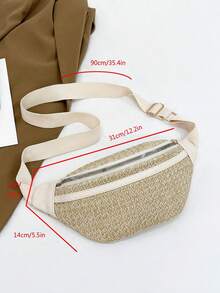 1pc Solid Color Woven Chest Bag/Fanny Pack, Lightweight & Convenient For Daily Wear & Sports - Multicolor - View 4