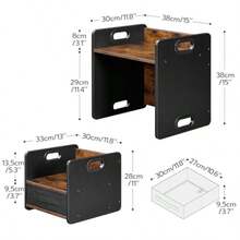HOOBRO BF38JD01 - Juego de mesa y silla para niños de 1 a 3 años mesa y silla para niños para lectura color café rústico y negro - café negro rústico. - Ver 3