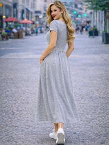 Women Maxi Dresses - Grey - View 2