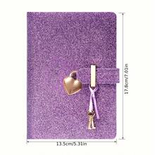 Diary Notebook With Lock And Key, Glitter PU Shiny Faux Leather Diary Notebook With Lock, Travel Secret Notebook For Women, 5.3 X 7 Inches - A5 - View 2