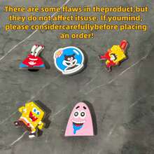 SpongeBob SquarePants 6/12/24个海绵宝宝夜光鞋饰，可爱图案新颖夜光鞋饰，适用于沙滩包、木屐、凉鞋，PVC材质，可用作鞋饰、鞋挂件，生日、圣诞节、情人节、万圣节派对礼物，空心木屐挂饰，空心木屐配件，随机软橡胶鞋花装饰，适合生日、节日礼物、礼品袋填充物和圣诞袜填充物。 - 彩色 - 查看 11