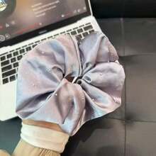 1pc Shiny Retro Polyester Scrunchie, Casual Starry Sky Oversized Scrunchie, Suitable For All Seasons,Travel,Birthday - Multicolor - View 6