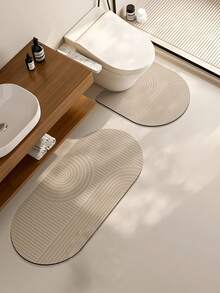 Keset Kamar Mandi Silika Gel Bermotif Garis Dua Warna 3pcs/2pcs/1pc, Terbuat dari Bahan Silika Gel, Dekoratif, Karpet Kamar Mandi, Keset Toilet, Lembut dan Elastis, Cepat Menyerap, Antibakteri, Mudah Dibersihkan dan Digunakan Kembali, Tahan Aus, Penyimpanan Praktis, dan - Mocha Brown - View 20