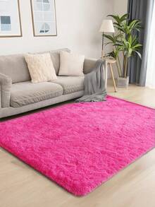 1 pieza Alfombra rosa, alfombra de piso suave de poliéster para hogar, decoración de habitación - Rosa Fucsia - Ver 24