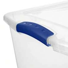 (4 Pack)  Large Latching Storage Bin, 66 Quart Clear Plastic Storage Container With Latch Lid, Blue - Màu xanh lam - Xem 7