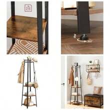 Coat Stands - Rustic Brown + Black + 43D X 43W X 180H cm - View 1