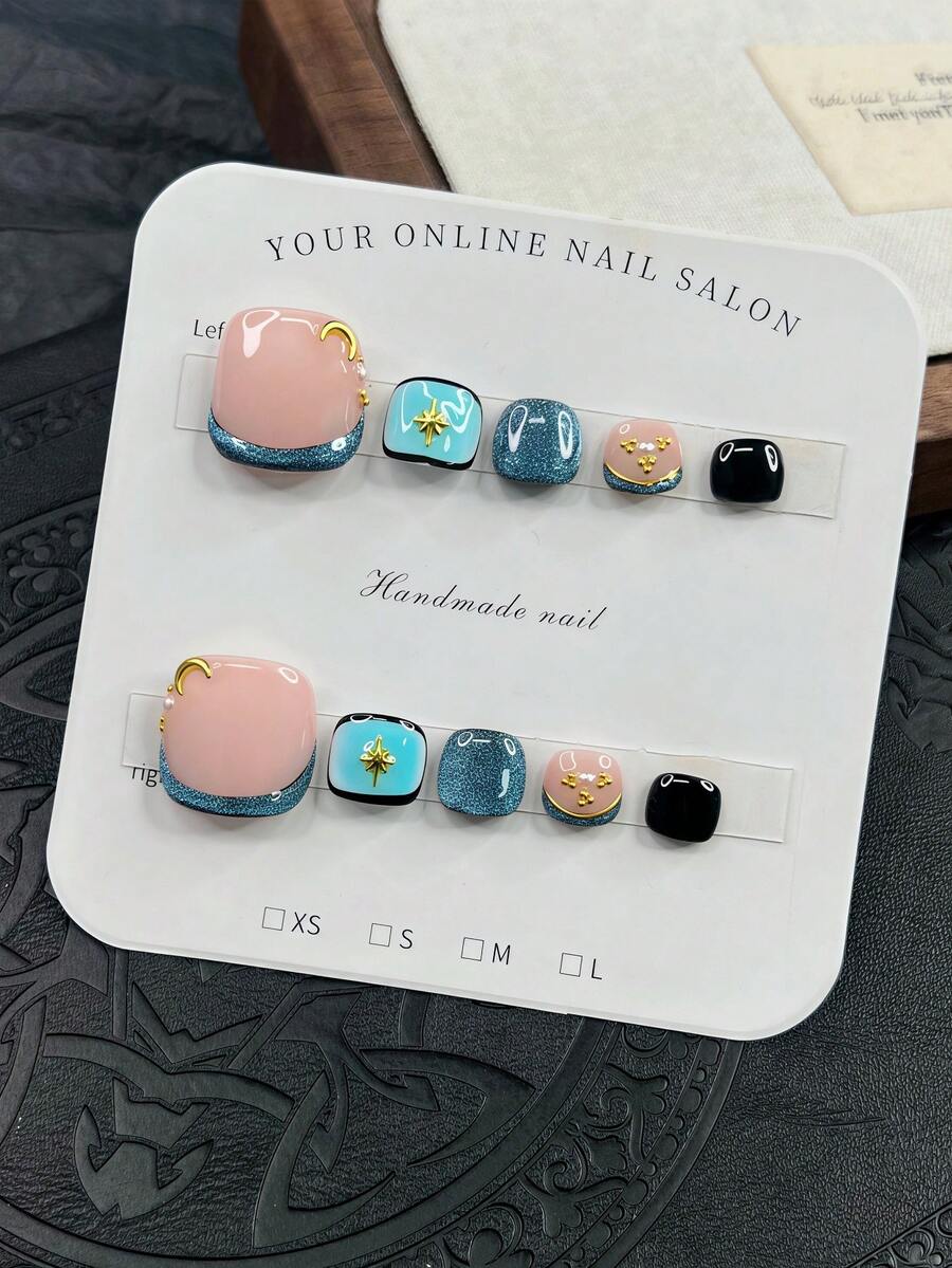 1 Bộ 10 Móng Chân Giả Hình Vuông Lấp Lánh, Móng Chân Thủ Công Màu Xanh Dương, Móng Chân Thủ Công Đa Năng Họa Tiết Vàng 3D và Mắt Mèo Xanh Dương, Móng Chân Vẽ Tay Kiểu Pháp Màu Xanh Dương, Điểm Nhấn Họa Tiết Sao Vàng và Trăng Vàng Lấp Lánh, Phong Cách Thanh Lịch Quyến Rũ Cho Phụ Nữ Dự Tiệc, Thích Hợp Cho Phụ Nữ và Bé Gái, Dự Tiệc, Đám Cưới, Sử Dụng Hàng Ngày, Bao Gồm Bộ Dụng Cụ. Móng Chân Giả Thủ Công. Móng Chân Màu Hồng. Móng Chân Đa Năng. Móng Chân Mùa Hè. Móng Chân Ngắn. Móng Giả Dán. Dụng Cụ Làm Móng Nghệ Thuật - Nhiều màu - Xem 1