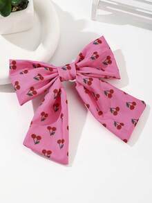 1 chiếc kẹp tóc hình nơ bằng vải họa tiết quả anh đào - Nhiều màu - Xem 3