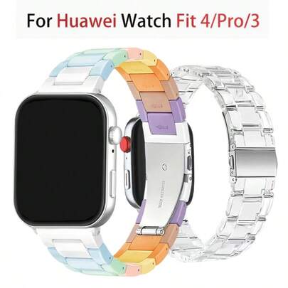 Correa de resina de moda para Watch Fit 4/4Pro, banda de resina colorida para Watch Fit 3/2 Smartwatch, pulsera de reloj de estilo de vida activo de moda para señora, accesorio ajustable