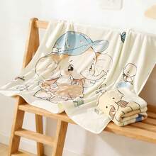 1pc Baby Blanket, 100% Polyester Fabric, Soft & Skin-Friendly, Highly Absorbent, Cartoon Floral Pattern, Can Be Used As Baby Bath Towel - Multicolor - View 2